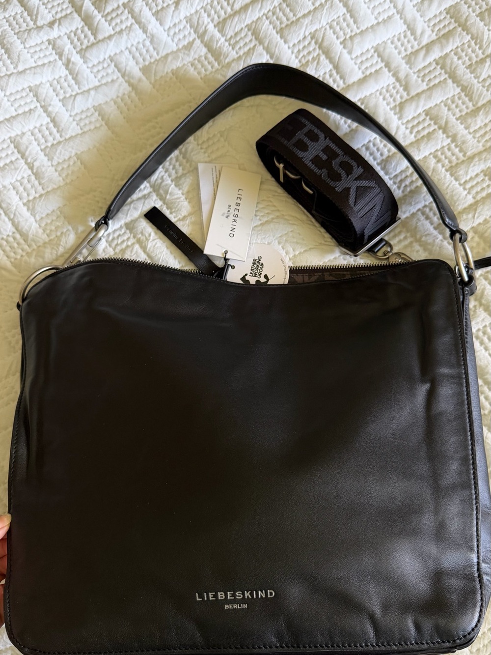 Leather Liebskind Berlin Large Black Leather Hobo Bag NWT